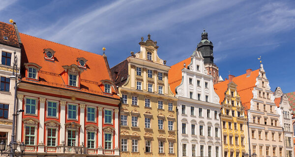 Wroclaw, Fronts of historic tenements in the old town