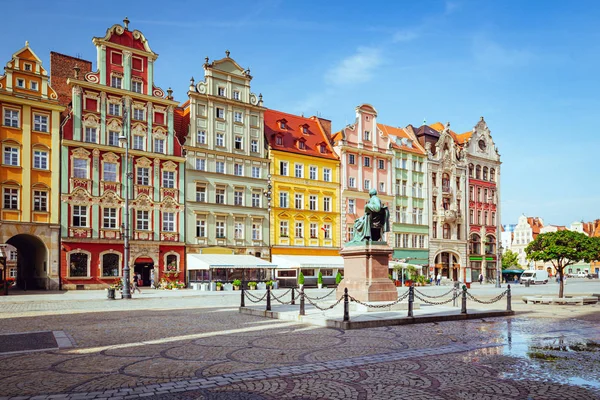 Wroclaw Históricas Viviendas Plaza Principal — Foto de Stock