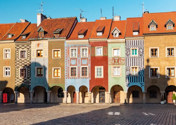 Poznań Kolorowe Tradycyjne Kamienny Starym Mieście — Zdjęcie stockowe