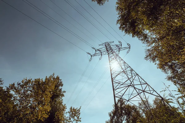 Výkonné Elektrické Tyče Které Přenášejí Elektřinu — Stock fotografie