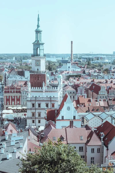 Poznan Panorama Parte Velha Cidade Com Praça Mercado Prefeitura — Fotografia de Stock
