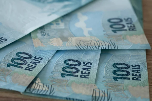 Бразильські Гроші 100 Реалів Банкнот — стокове фото