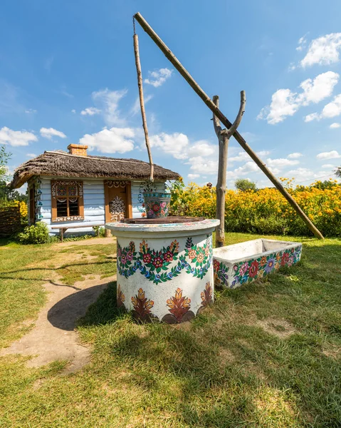 Традиційно Малювали Будинки Квітковими Мотивами Colorful Village Zalipie Lesser Poland — стокове фото
