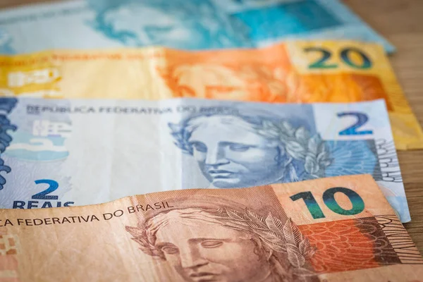Бразильські Гроші Рейе Банкноти Різних Номіналів — стокове фото