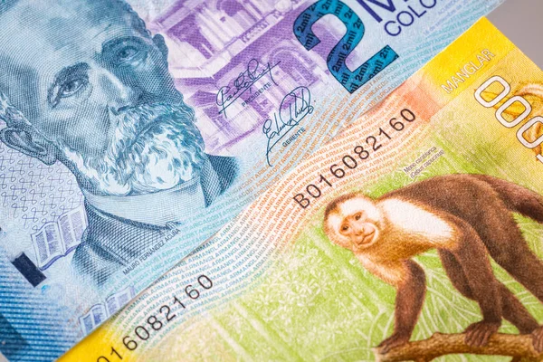 Валюта Коста Рики Банкноты Два Пять Колонов — стоковое фото