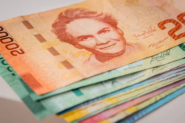 Costa Rica Colones Währung Papierbanknoten Die Auf Einem Haufen Liegen — Stockfoto