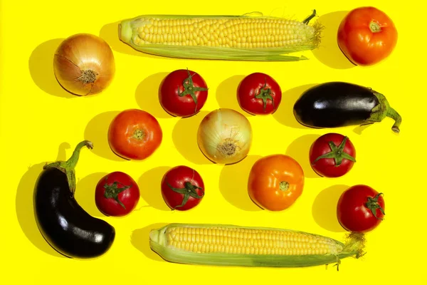 Patroon Van Groenten Kleurrijk Voedsel Achtergrond Groenten Gele Background Abstract — Stockfoto
