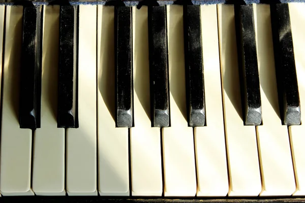 Music Education Black White Piano Keys Close Old Piano Cropped — Stock Photo, Image