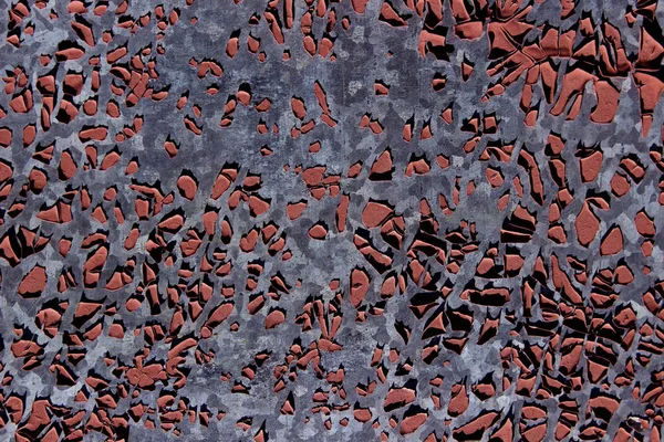 Стара Червона Фарба Сірій Металевій Стіні Абстрактна Текстура Тла Старий — стокове фото