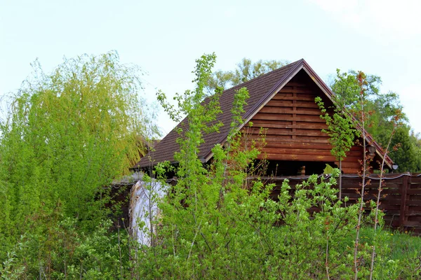 Ecológica Pequeña Casa Madera Casa Madera Bosque Naturaleza Concepto Viaje — Foto de Stock