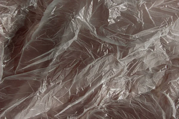 Abgeschnittene Aufnahme Einer Plastiktüte Zellophan Hintergrund Nahaufnahme Kunststoff Umweltkonzept — Stockfoto