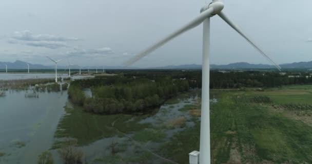 Alternatív Energia Kínában Szél Turbina Park Közel Beijing — Stock videók