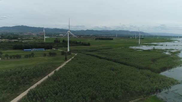 Desarrollo Energías Alternativas China Parque Eólico Encuentra Cerca Beijing — Vídeos de Stock