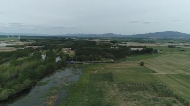 Entwicklung Alternativer Energien China Der Windkraftpark Liegt Der Nähe Von — Stockvideo