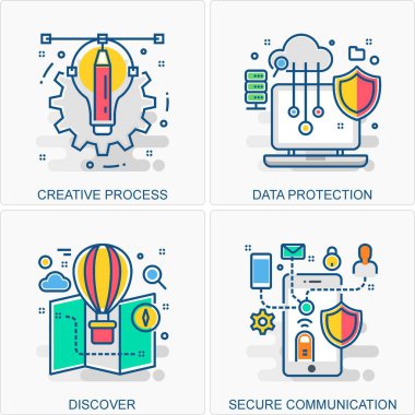 Bunlar Yüksek Kalite Simge İllüstrasyonu. Tüm İş, Finans, Terfi ve diğer farklı kavramları içeriyor. Hepsi aynı yerde..