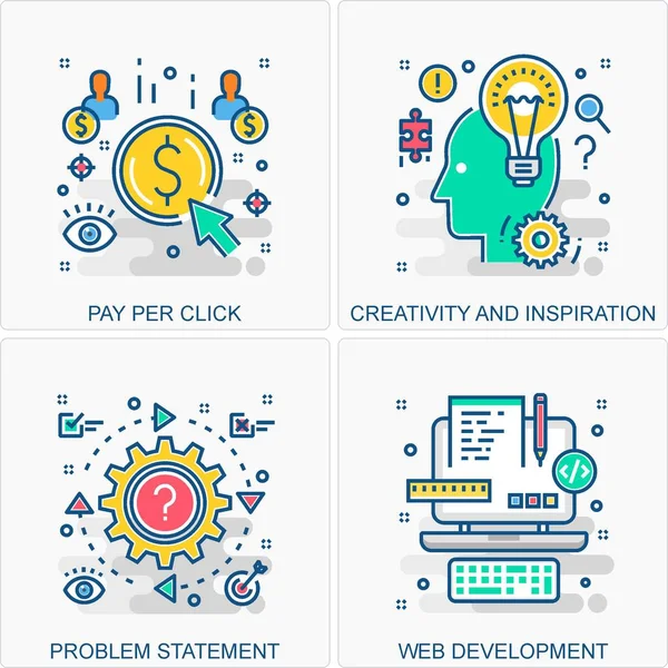 Bunlar Yüksek Kalite Simge İllüstrasyonu. Tüm İş, Finans, Terfi ve diğer farklı kavramları içeriyor. Hepsi aynı yerde..