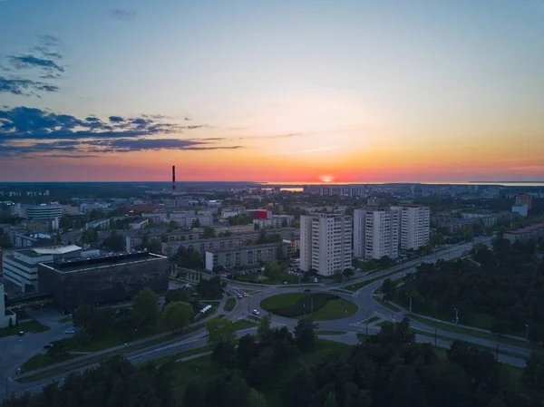 Şehir Tallinn Estonya Bölgesinin Mustamjae Havadan Görünümü — Stok fotoğraf