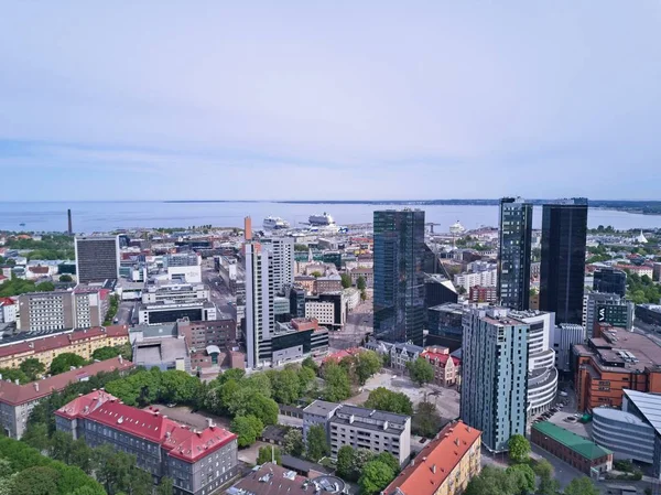 Tallinn Estonia May 2018 Paisaje Urbano Aéreo Del Distrito Financiero — Foto de Stock
