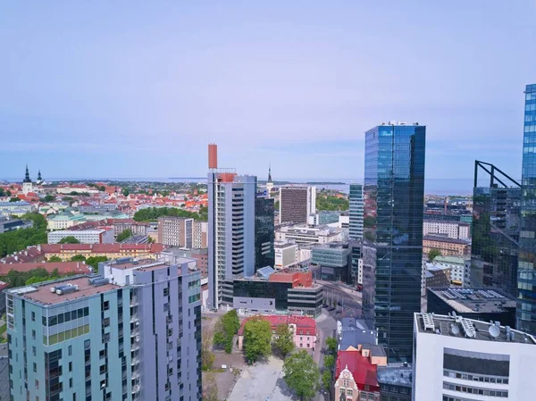 Tallinn Estland Maj 2018 Antenn Stadsbilden Moderna Finansiella Affärsdistrikt Med — Stockfoto