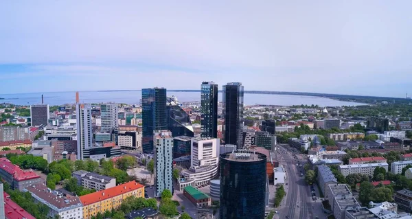 Tallinn Estland Maj 2018 Antenn Stadsbilden Moderna Finansiella Affärsdistrikt Med — Stockfoto