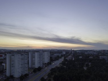 Hava panoramik şehir Tallinn Estonya, ilçe mustamjae