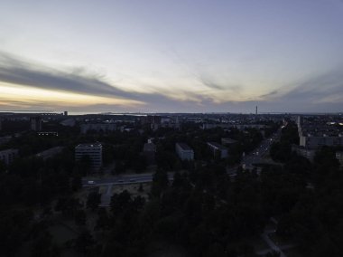 Hava panoramik şehir Tallinn Estonya, ilçe mustamjae
