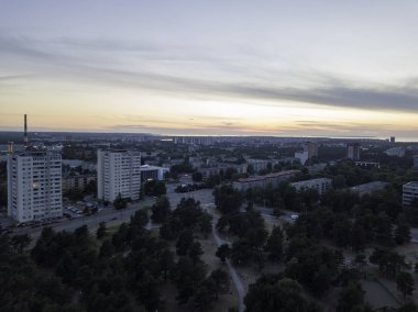 Hava panoramik şehir Tallinn Estonya, ilçe mustamjae