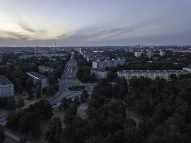 Hava panoramik şehir Tallinn Estonya, ilçe mustamjae