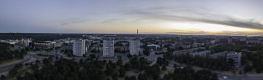 Hava panoramik şehir Tallinn Estonya, ilçe mustamjae