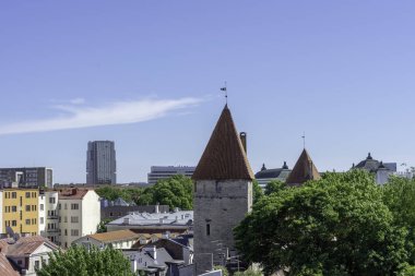 Tallinn tarihi eski şehir Cityscape üzerinde göster 