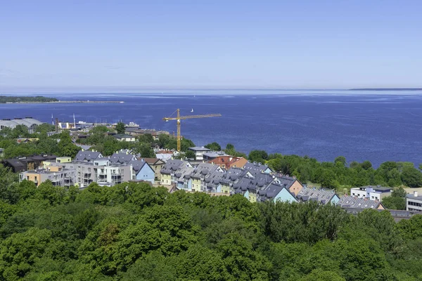 Cityscape Tallinn Estonya üzerinde havadan görünümü