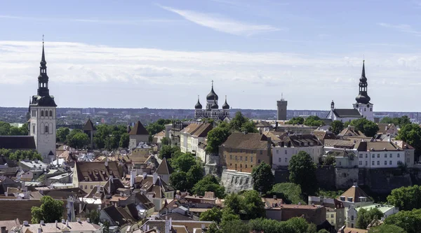 Cityscape Tallinn Estonya üzerinde havadan görünümü