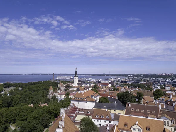 Cityscape Tallinn Estonya üzerinde havadan görünümü