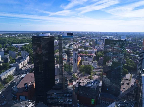 Tallinn Estland Maj 2018 Aerial Stadsbilden Moderna Finansiella Affärsdistrikt Med — Stockfoto