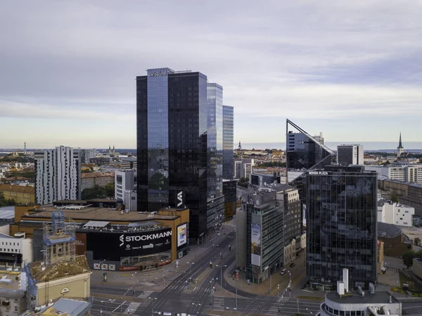 Aerial Stadsbild Modern Business Financial District Med Tall Skyskrapa Byggnader — Stockfoto