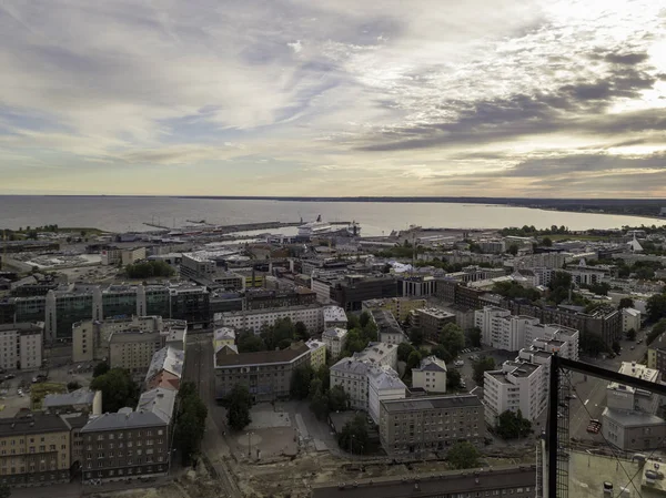 Letecká Čtvrť Moderního Obchodního Finančního Obvodu Vysokými Budovami Mrakodrapu — Stock fotografie