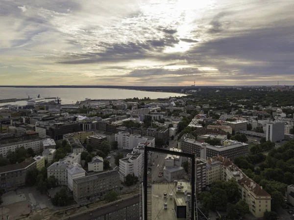Воздушный Городской Пейзаж Современного Делового Финансового Района Высокими Небоскребами — стоковое фото