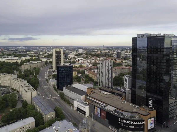 Aerial Stadsbild Modern Business Financial District Med Tall Skyskrapa Byggnader — Stockfoto