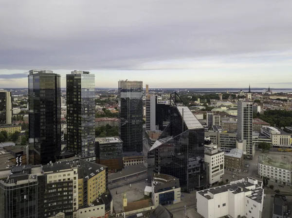 Aerial Stadsbild Modern Business Financial District Med Tall Skyskrapa Byggnader — Stockfoto
