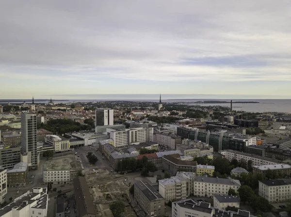 Aerial Stadsbild Modern Business Financial District Med Tall Skyskrapa Byggnader — Stockfoto