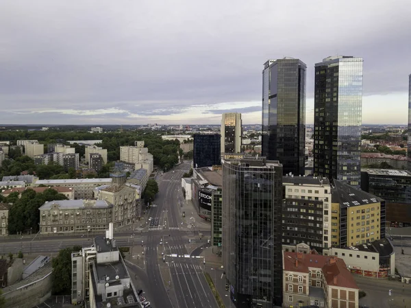 Paisaje Urbano Aéreo Del Distrito Financiero Negocios Moderno Con Edificios — Foto de Stock