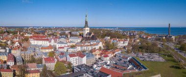 eski Tallinn şehir havadan görünümü