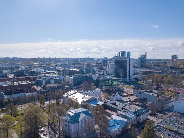 Эстония 2019 Вид Воздуха Город Новым Зданием Возле Порта Городе — стоковое фото