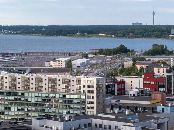 Vista Aérea Ciudad Tallinn Estonia Distrito Negocios — Foto de Stock