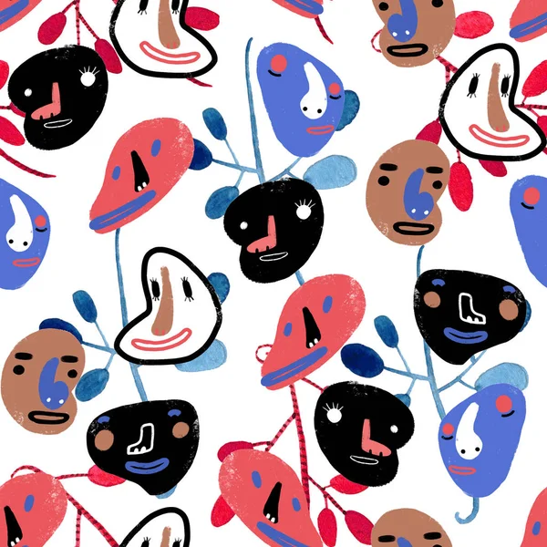 Komik karikatür yüzler seamless modeli halat. komik tropikal uygunluğunu.