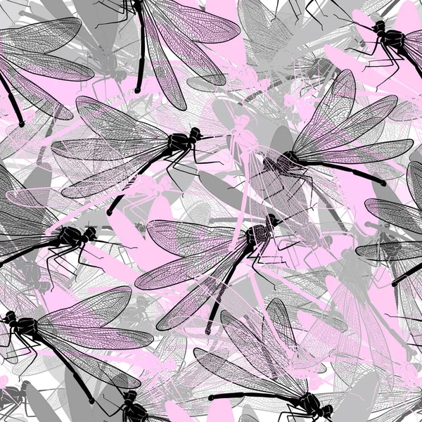 Ілюстрація Безшовного Візерунка Dragonfly Фон Комах — стокове фото
