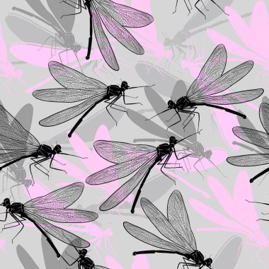 Yusufçuk Dikişsiz desen illüstrasyon. böcekler arka plan