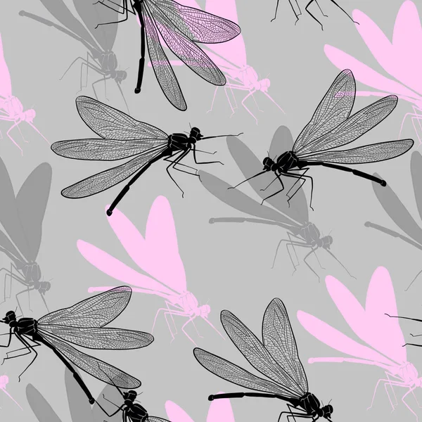 Dragonfly Ilustração Padrão Sem Costura Fundo Insetos — Fotografia de Stock