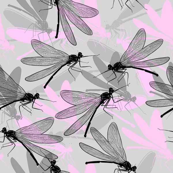 Dragonfly Ilustración Patrón Sin Costura Fondo Insectos —  Fotos de Stock