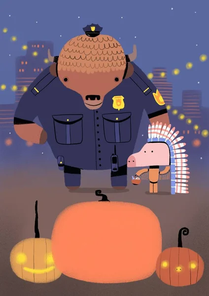 Piggy Traveler Illustration Cartoon Bakgrund — Stockfoto